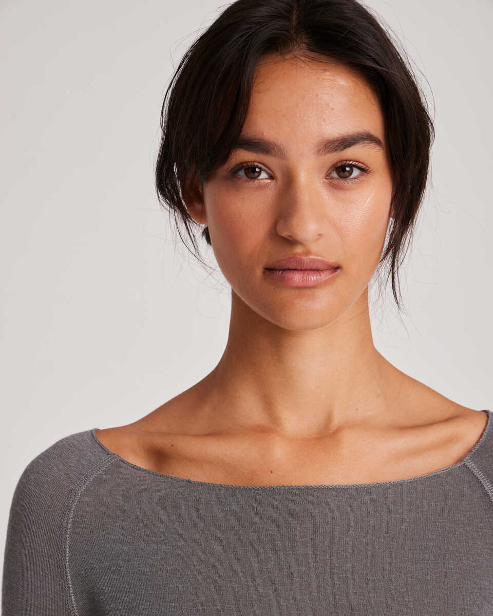 Amalie Wool langærmet t-shirt - Dark Gull Grey